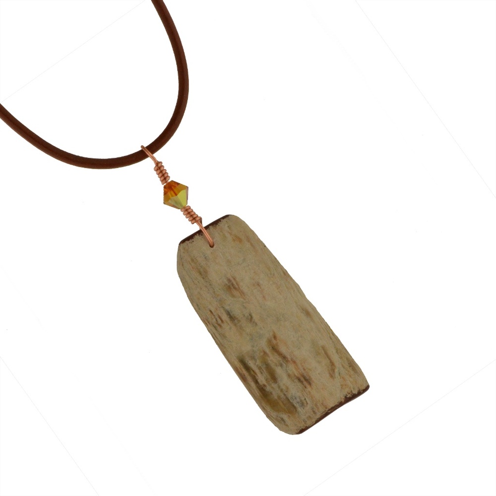 Arizona Petrified Wood Copper Wire Wrap Necklace